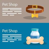 set poster of pet shop and icons vector