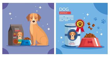 Establecer cartel de tienda de mascotas con iconos vector