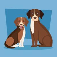 group of dogs brown and white vector