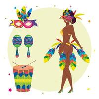 exotic dancer woman with icons traditional brazil vector