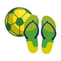 par de chanclas con balón deportivo de fútbol vector