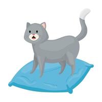 cute little cat in cushion isolated icon vector