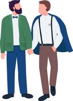 Happy couple in formal wear semi flat color vector characters
