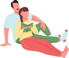 Couple rest at home semi flat color vector characters