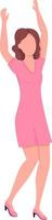 Woman in pink party dress semi flat color vector character