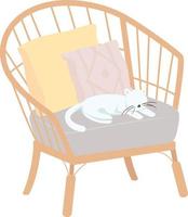 Comfortable armchair with pet semi flat color vector item