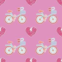 sweet pink bicycle valentines seamless pattern design vector