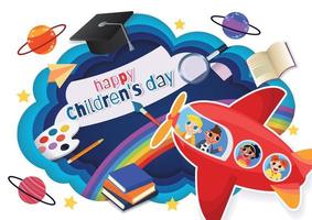 children's day vector cute character kids and toys kid stuffs