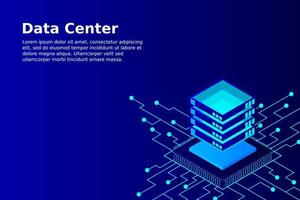 Concept of big data processing energy station of future server room rack data center vector