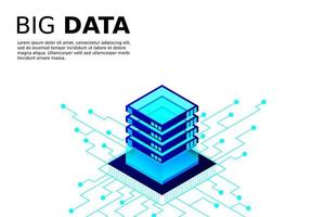 Concept of big data processing energy station of future server room rack data center vector