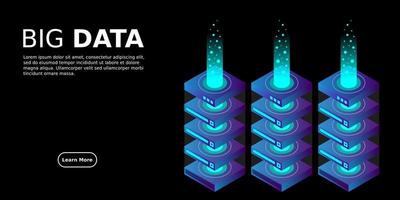 mainframe, servidor alimentado, concepto de alta tecnología, centro de datos, almacenamiento de datos en la nube vector