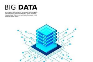 Concept of big data processing energy station of future server room rack data center vector