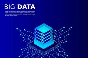 concepto de la estación de energía de procesamiento de big data del futuro centro de datos en rack de la sala de servidores vector