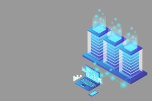 mainframe, servidor alimentado, concepto de alta tecnología, centro de datos, almacenamiento de datos en la nube vector