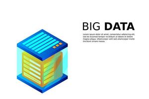 Concept of big data processing energy station of future server room rack data center vector