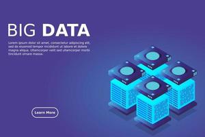 concepto de la estación de energía de procesamiento de big data del futuro centro de datos en rack de la sala de servidores vector