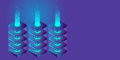 mainframe, servidor alimentado, concepto de alta tecnología, centro de datos, almacenamiento de datos en la nube vector