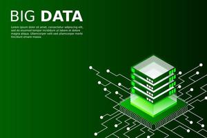 concepto de la estación de energía de procesamiento de big data del futuro centro de datos en rack de la sala de servidores vector