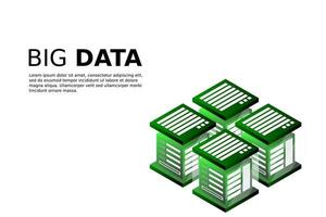 concepto de la estación de energía de procesamiento de big data del futuro centro de datos en rack de la sala de servidores vector