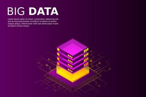 concepto de la estación de energía de procesamiento de big data del futuro centro de datos en rack de la sala de servidores vector