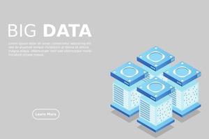 Concept of big data processing energy station of future server room rack data center vector