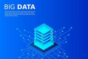 concepto de la estación de energía de procesamiento de big data del futuro centro de datos en rack de la sala de servidores vector