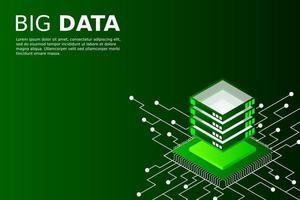 Concept of big data processing energy station of future server room rack data center vector