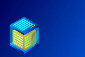 Concept of big data processing energy station of future server room rack data center vector