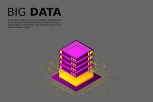 Concept of big data processing energy station of future server room rack data center vector