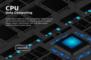 Ilustración de microchip de inteligencia artificial. computación cuántica. fondo de ilustración de placa base de pc vector