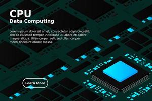 Ilustración de microchip de inteligencia artificial. computación cuántica. fondo de ilustración de placa base de pc vector