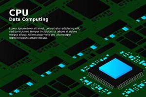 Ilustración de microchip de inteligencia artificial. computación cuántica. fondo de ilustración de placa base de pc vector