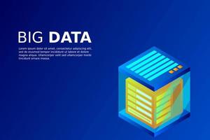 concepto de la estación de energía de procesamiento de big data del futuro centro de datos en rack de la sala de servidores vector