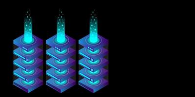 mainframe, servidor alimentado, concepto de alta tecnología, centro de datos, almacenamiento de datos en la nube vector