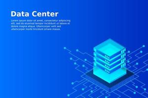 Concept of big data processing energy station of future server room rack data center vector