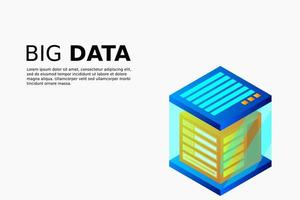 Concept of big data processing energy station of future server room rack data center vector