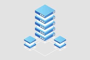 Transfer of user data to the server. Data flow. Data storage. Server. Digital space. Data center. Big Data vector