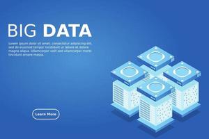 Concept of big data processing energy station of future server room rack data center vector