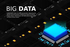 Artificial intelligence micro chip illustration. Quantum computing. PC mainboard illustration background vector