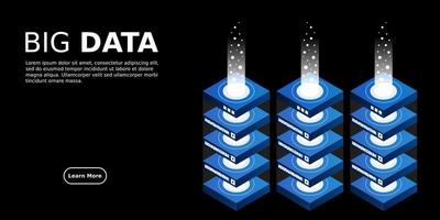 mainframe, servidor alimentado, concepto de alta tecnología, centro de datos, almacenamiento de datos en la nube vector