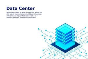 Concept of big data processing energy station of future server room rack data center vector