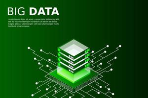 Concept of big data processing energy station of future server room rack data center vector