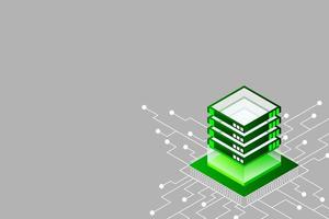 concepto de la estación de energía de procesamiento de big data del futuro centro de datos en rack de la sala de servidores vector