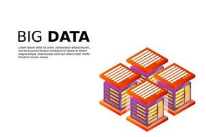 Concept of big data processing energy station of future server room rack data center vector