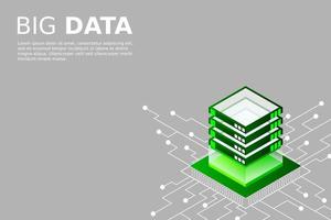 concepto de la estación de energía de procesamiento de big data del futuro centro de datos en rack de la sala de servidores vector