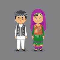 Couple Character Wearing Afghanistan National Dress vector