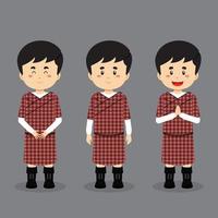 Bhutan Character with Various Expression vector