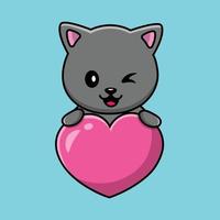 Cute Cat Love Cartoon Vector Icon Illustration.