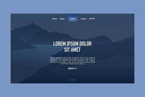 Dark blue mountain landingpage website Template Background vector