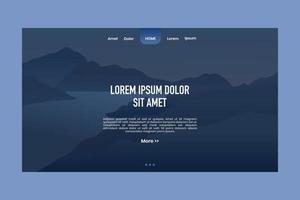 Dark blue mountain landingpage website Template Background vector